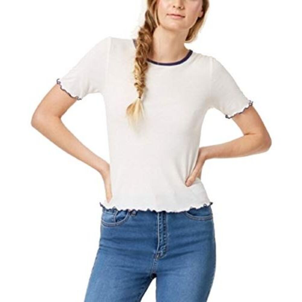 Almost Famous Juniors Colorblocked Lettuce Edge T-Shirt